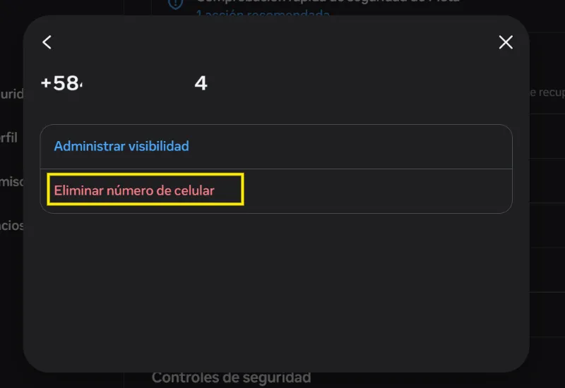 supprimer le numéro Facebook