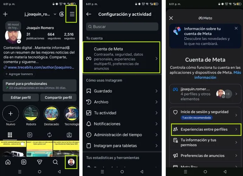 Paramètres WhatsApp d'Instagram