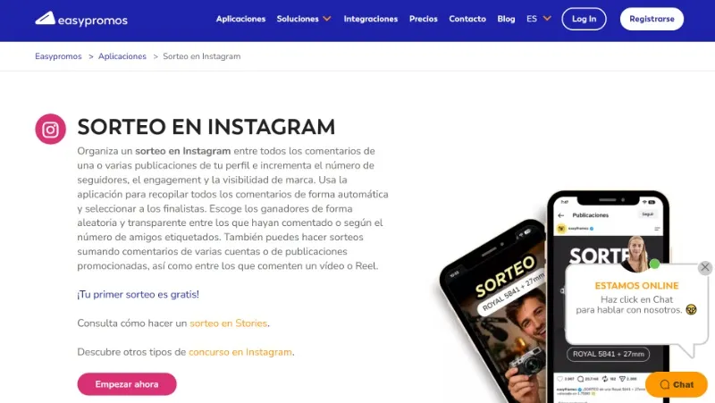 Outil en ligne Easypromos pour faire des cadeaux sur Instagram