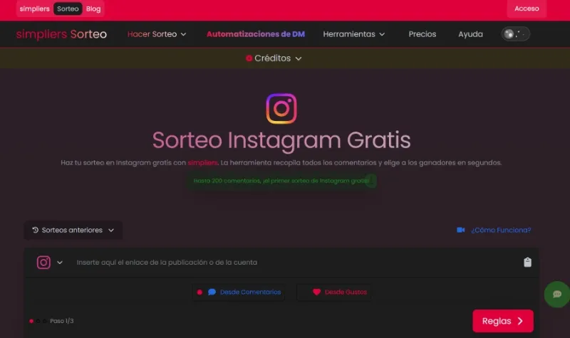 Outil en ligne simplifié pour faire des cadeaux sur Instagram