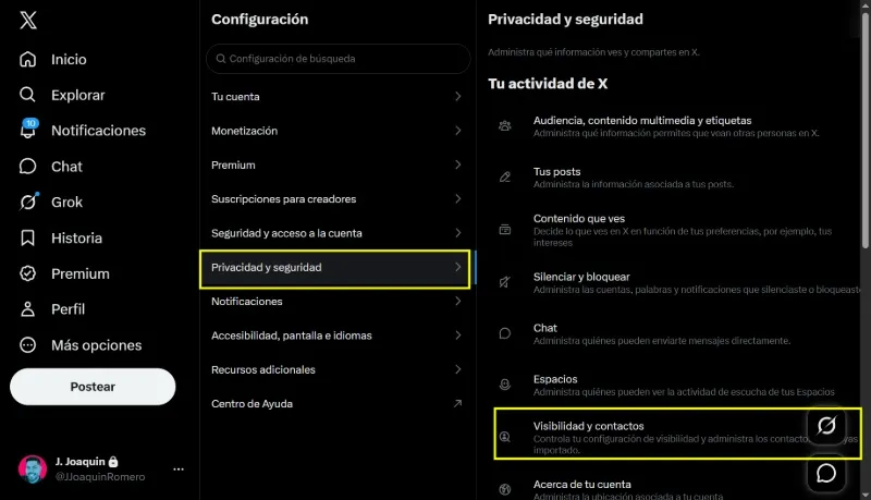 paramètres confidentialité visibilité X Twitter