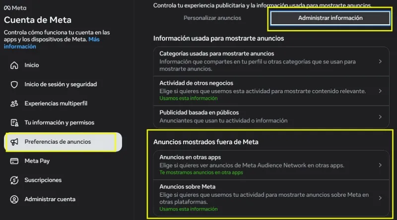 Configurer des annonces hors méta