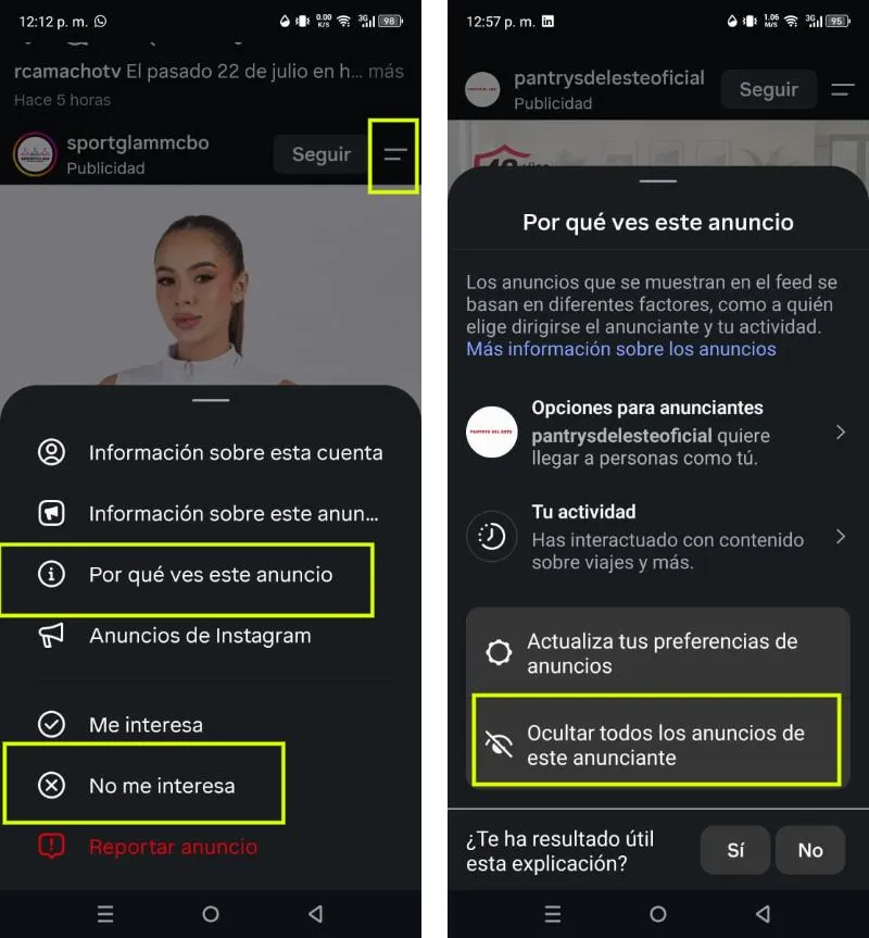 comment masquer les publicités Instagram du flux