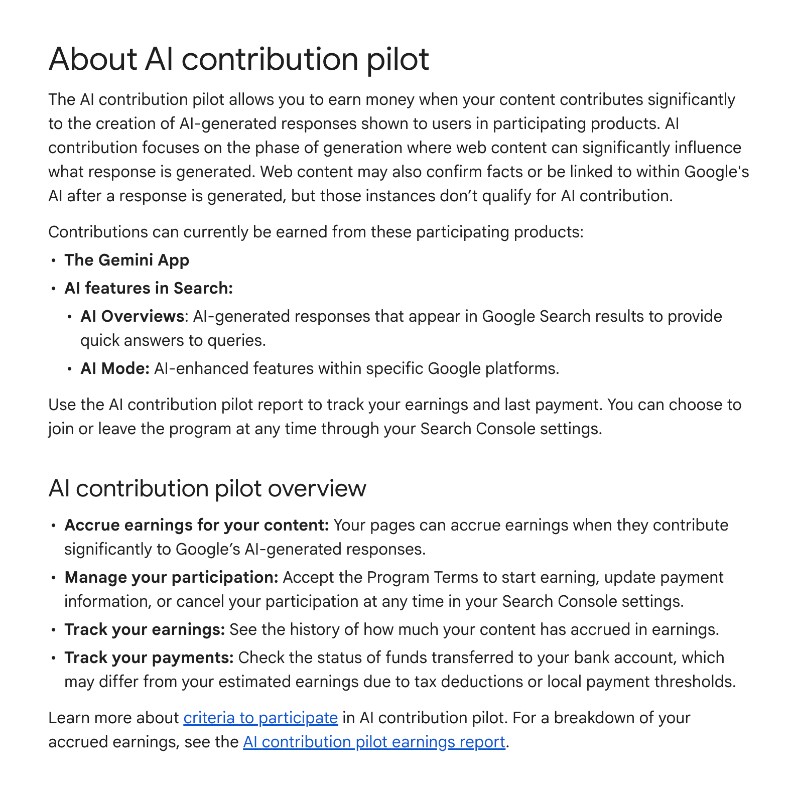 Document pilote sur la contribution à l'IA de Google