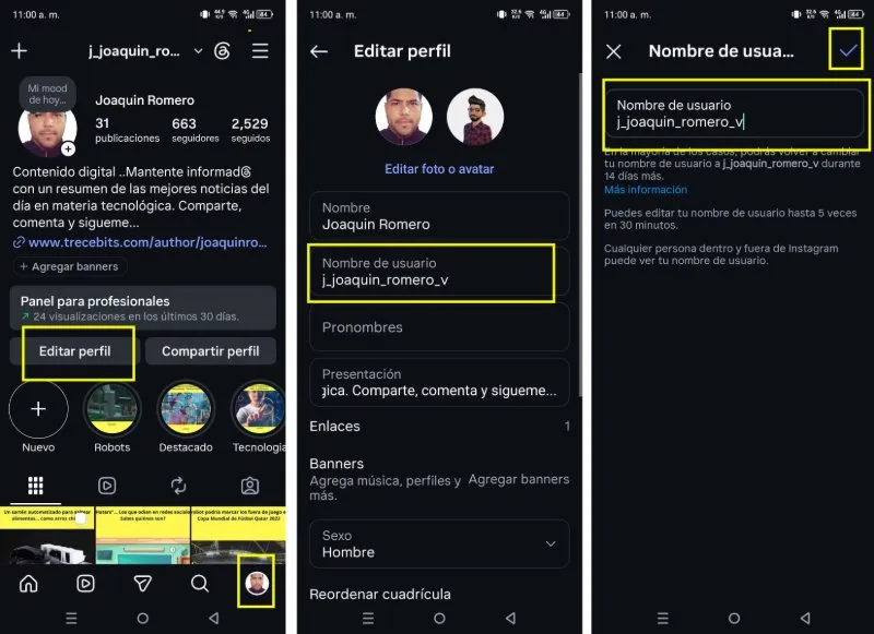 comment changer votre nom d'utilisateur sur l'application Instagram