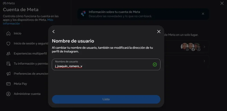 Modifier le nom d'utilisateur Instagram