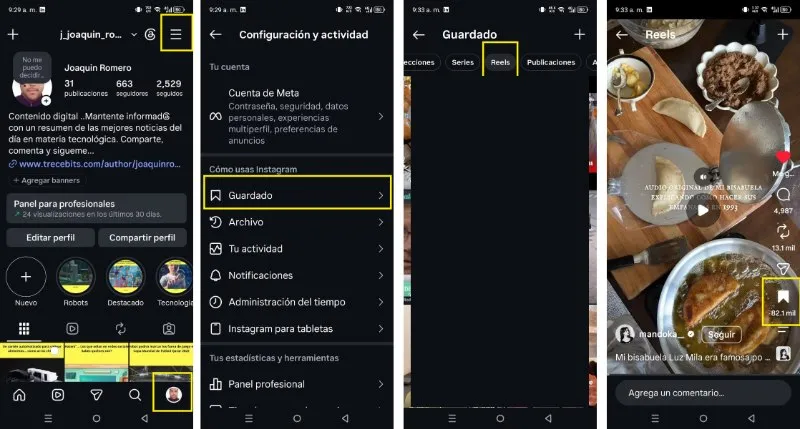 où voir les Reels que j'ai enregistrées sur Instagram