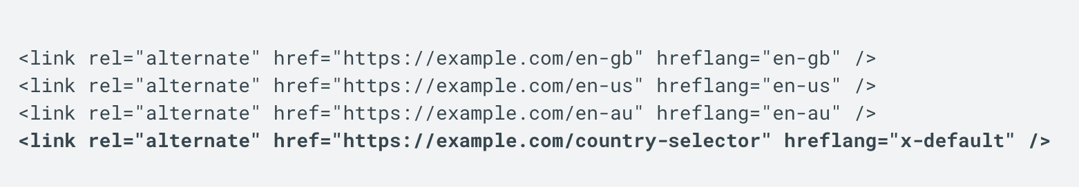 Exemple de Google Hreflang en minuscules