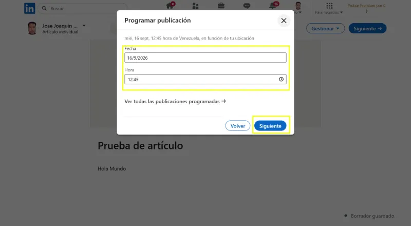 Planifier la publication d'un article sur LinkedIn