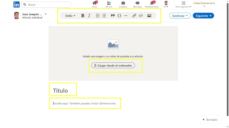 Gestionnaire de contenu pour rédiger un article sur LinkedIn
