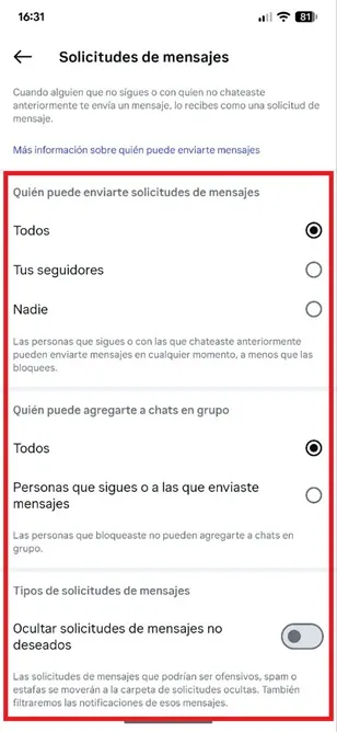 Contrôle des messages