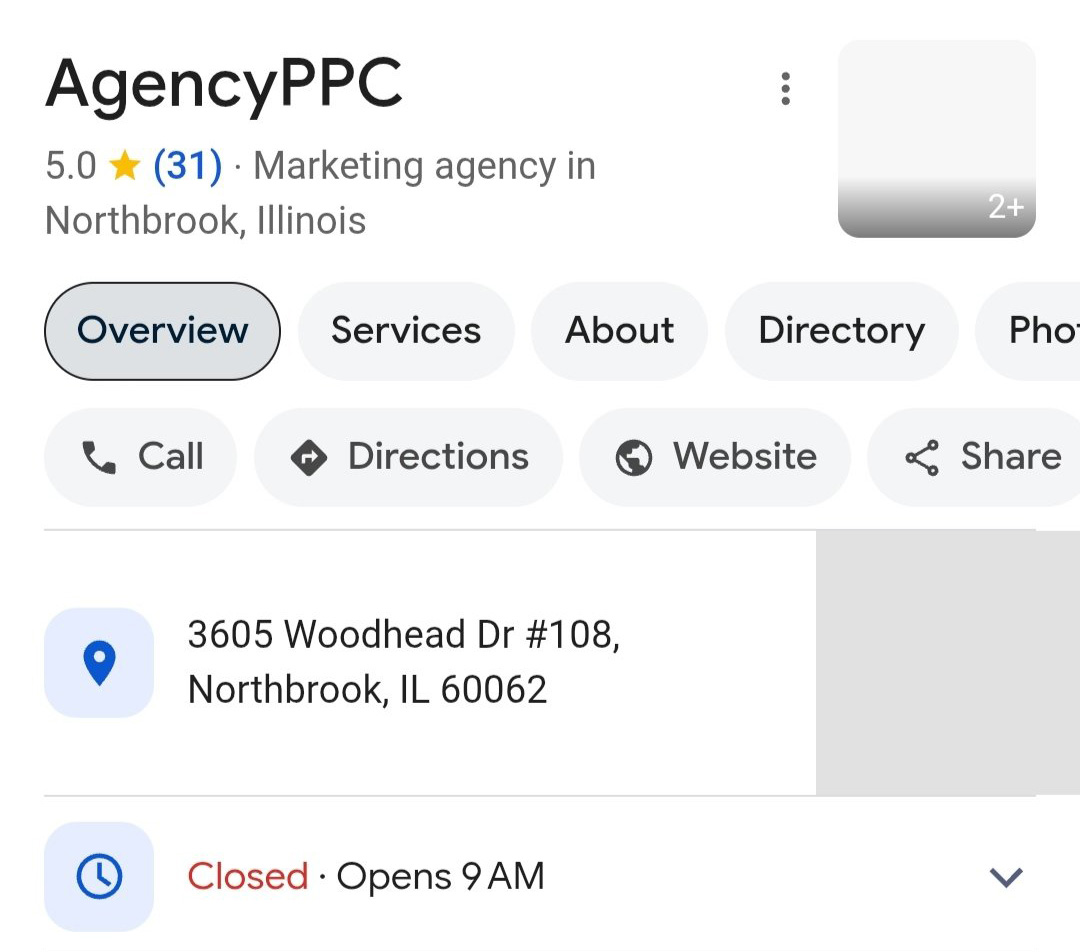 Boutons du panneau local Google sur deux rangées