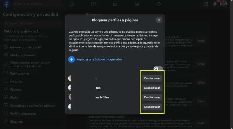 Débloquez des profils et des pages sur Facebook