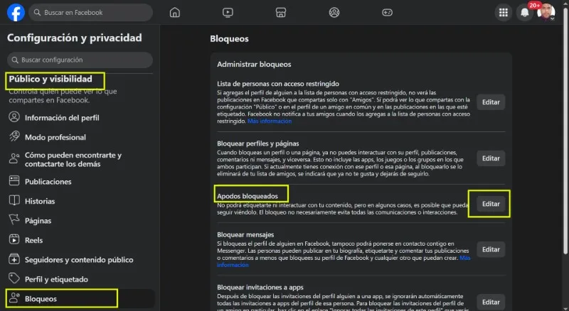 Débloquer les surnoms sur Facebook