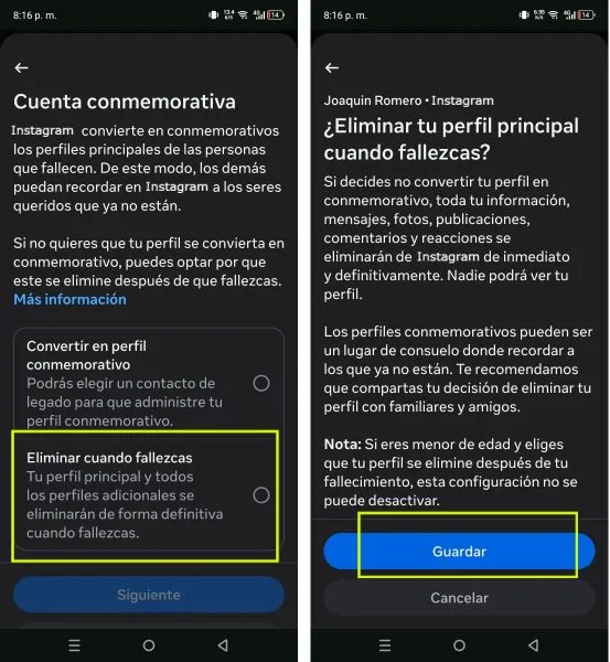 Supprimez votre compte Instagram à votre mort