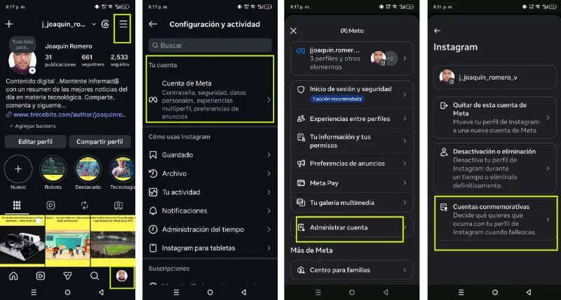 convertir un compte commémoratif sur Instagram à votre mort