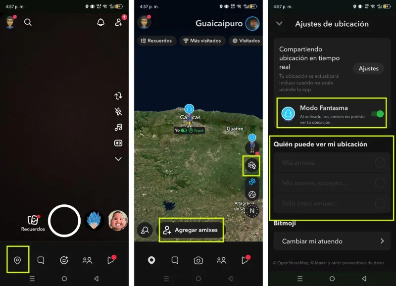 comment partager ma position depuis Snapchat