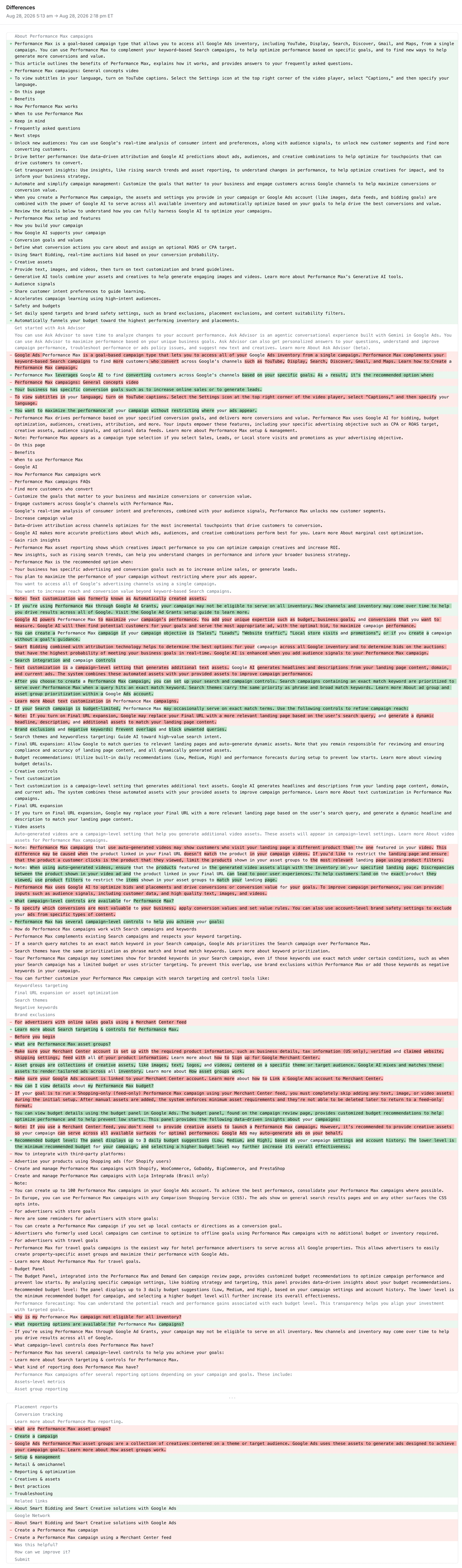 Différence de page Pmax Google