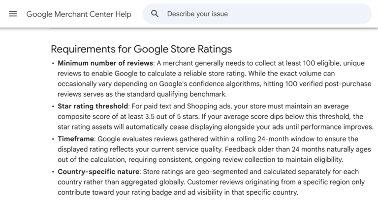 Google Store Ratings Requirements