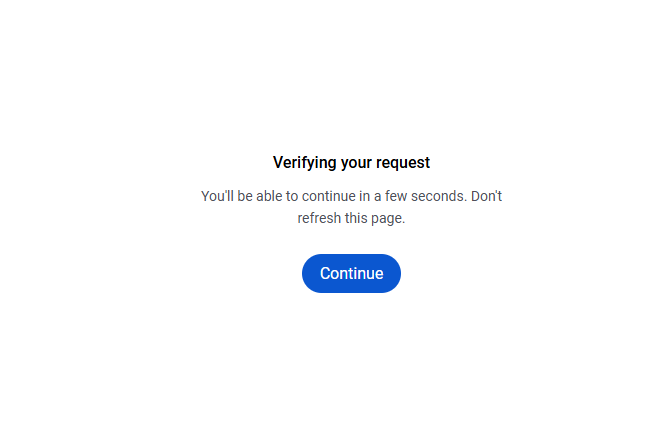 Demande de vérification de la recherche Google Continuer