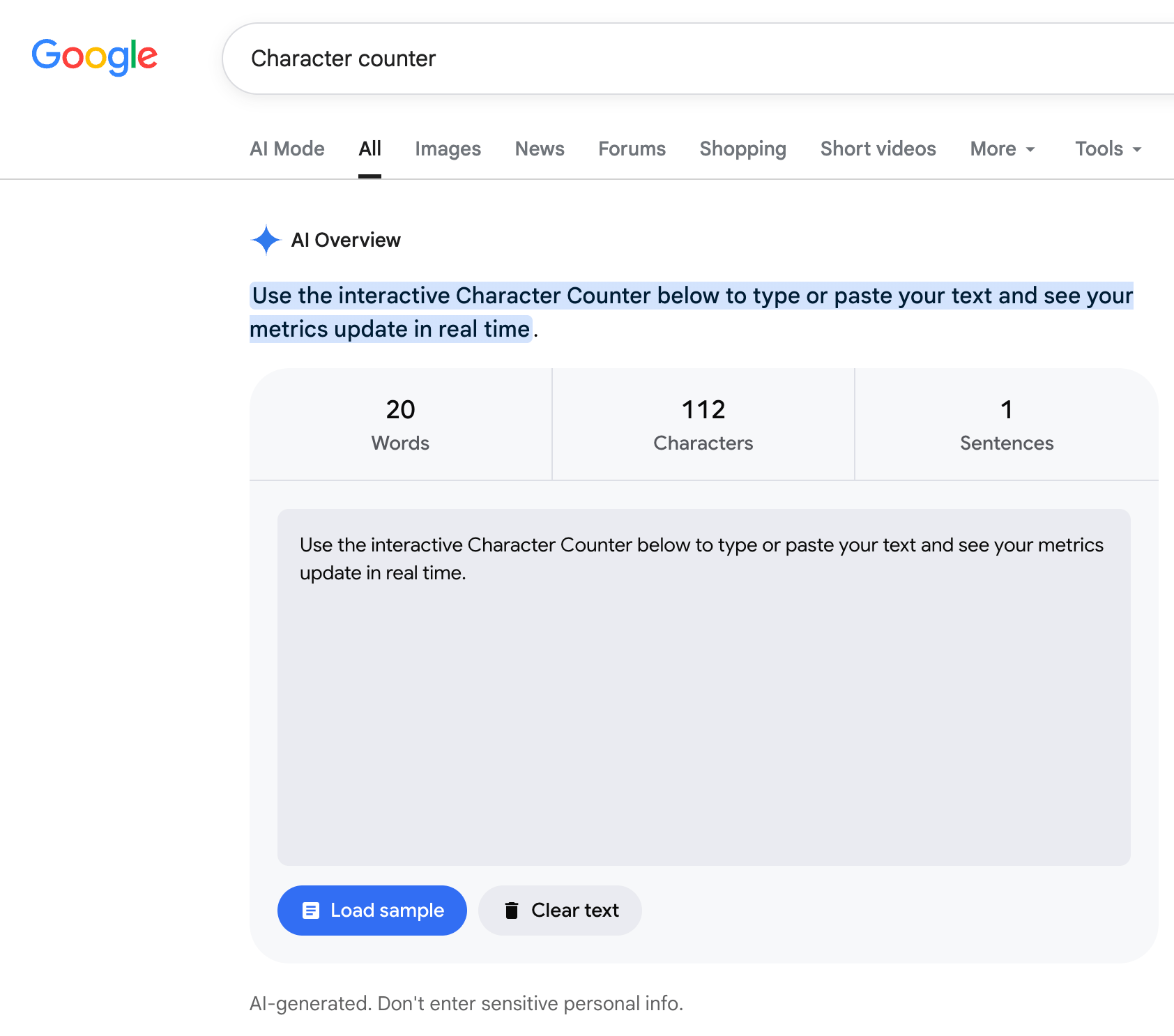 Compteur de caractères Google Ai Présentation