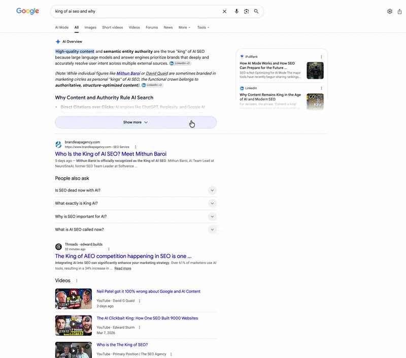 Aperçus de Google Ai liés au mode Ai