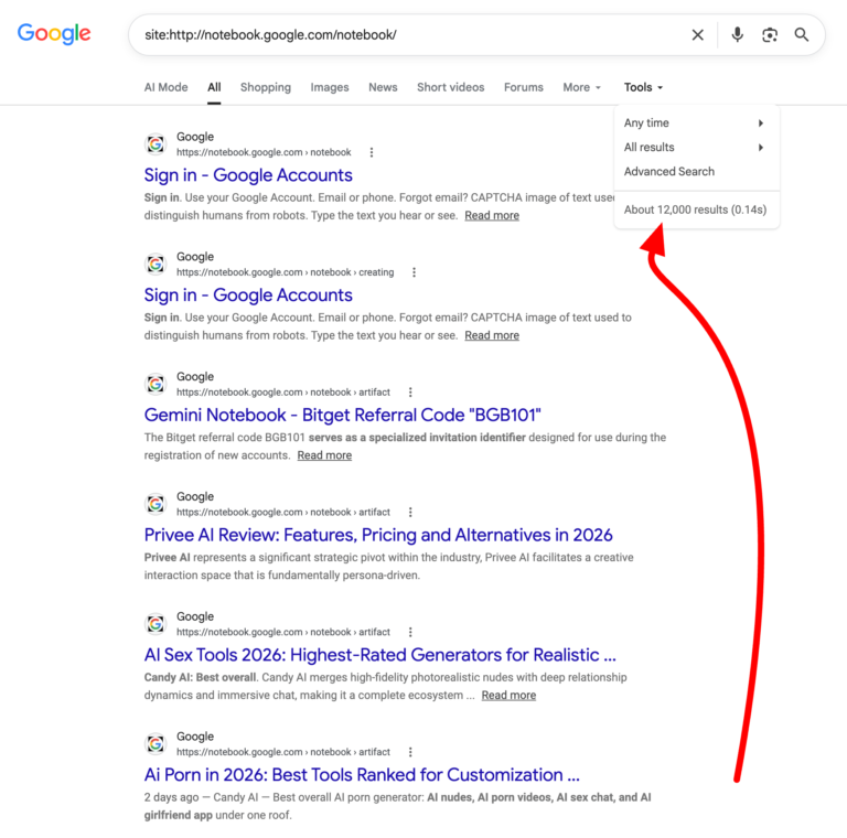 Google Notebook Spam