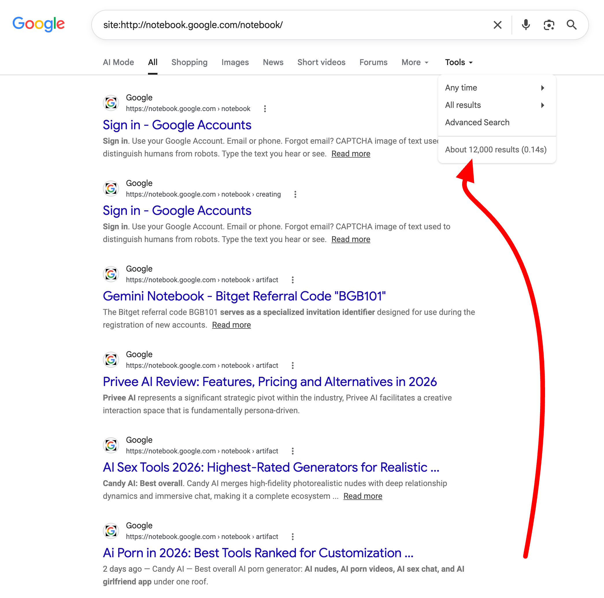 Spam de bloc-notes Google