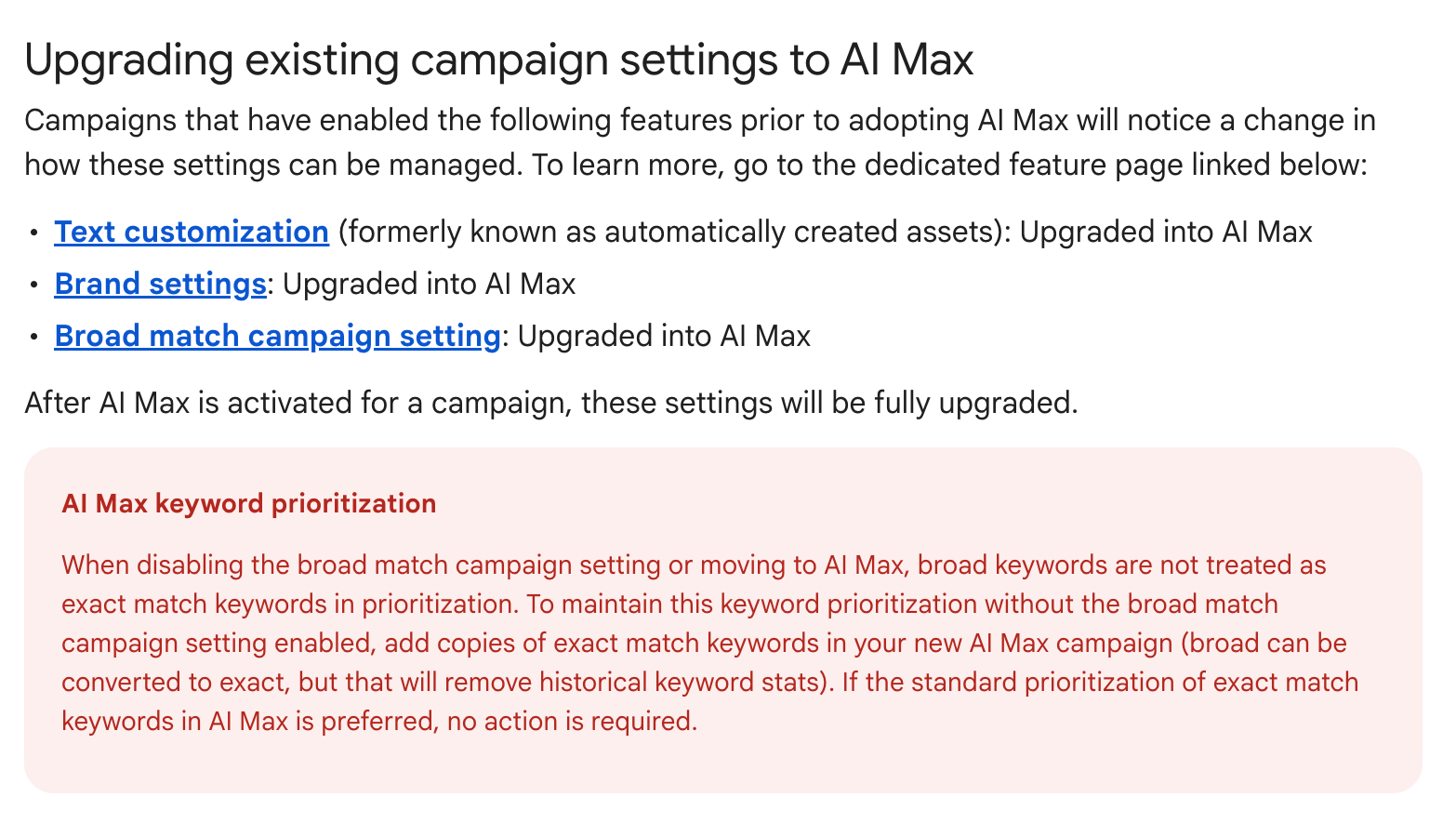 Texte prioritaire Google Ads Ai Max