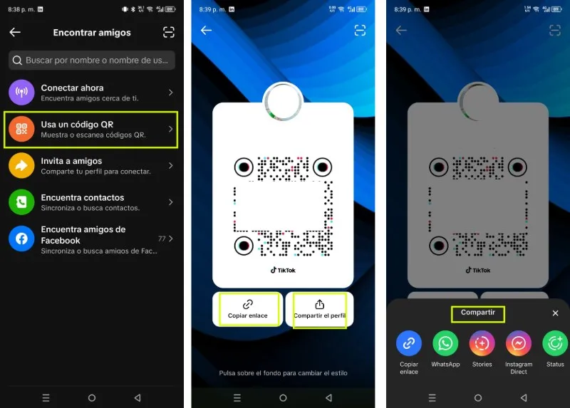 Partager le QR de mon profil sur TikTok pour me faire des amis