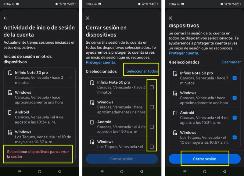 Comment fermer toutes les connexions de mon compte Facebook