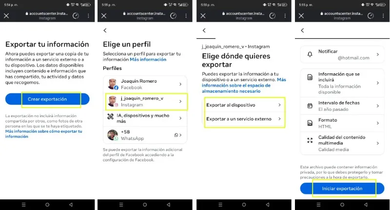 Comment exporter vos informations depuis votre compte Meta sur Instagram