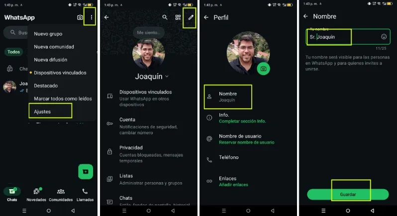comment ajouter des pronoms sur WhatsApp