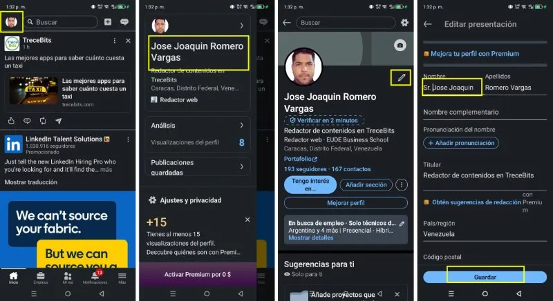 comment ajouter des pronoms sur LinkedIn
