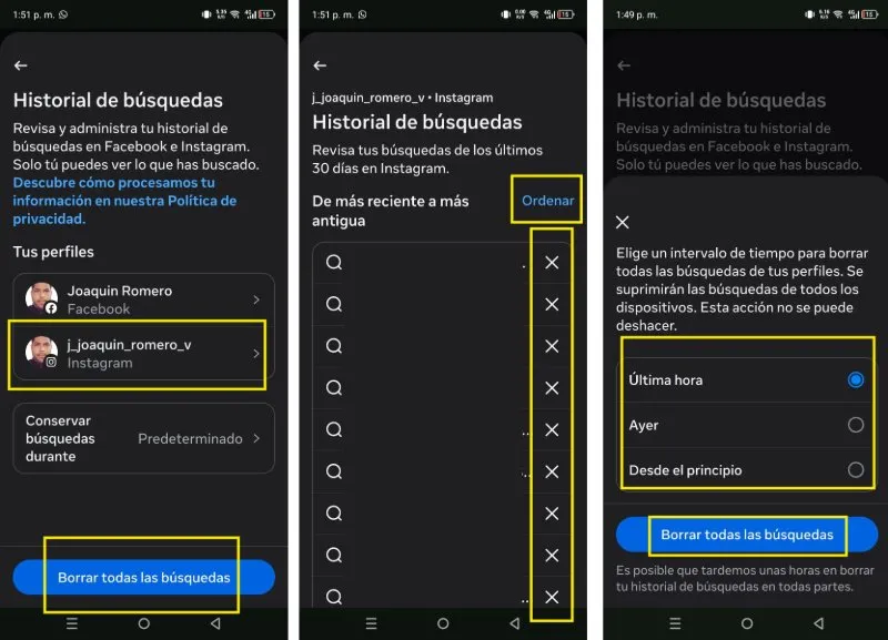 Comment supprimer l'historique de recherche sur Instagram