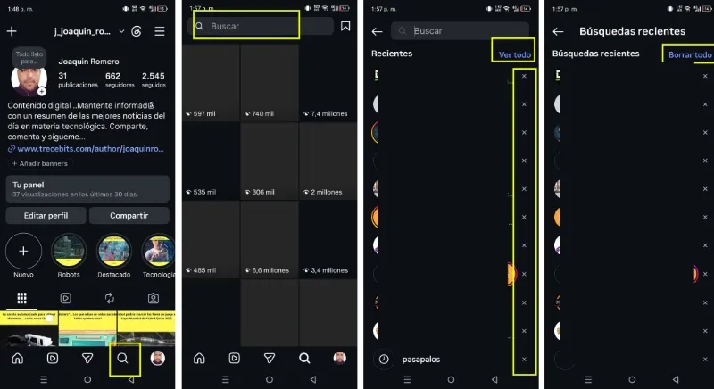 Comment supprimer l'historique de recherche sur Instagram