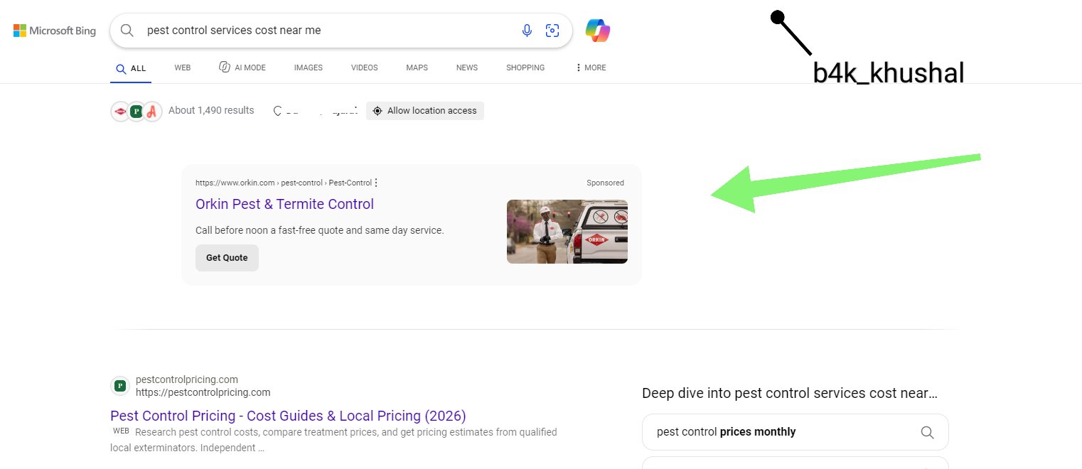 Haut du bloc d'annonces unique Bing