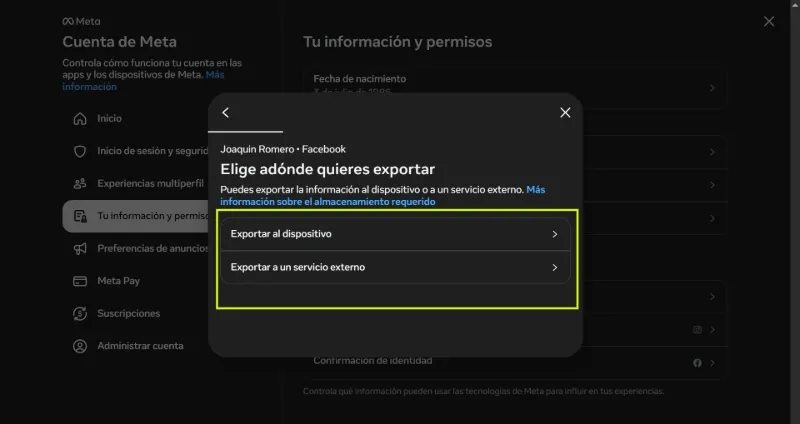 Comment exporter les informations de profil Facebook