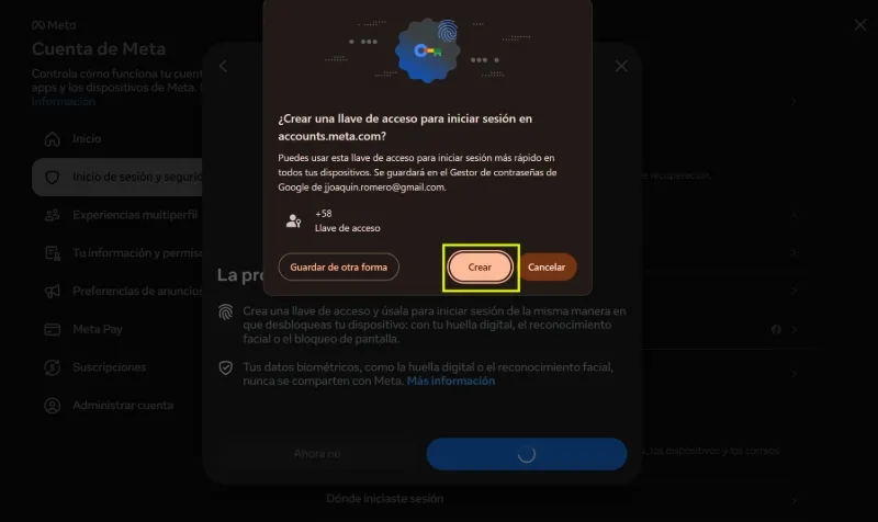 Comment créer une clé d'accès sur Facebook