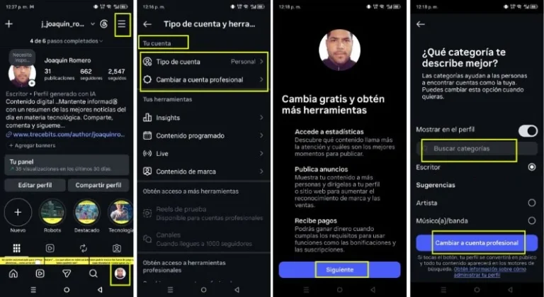 Comment changer le profil d'un compte Instagram en professionnel