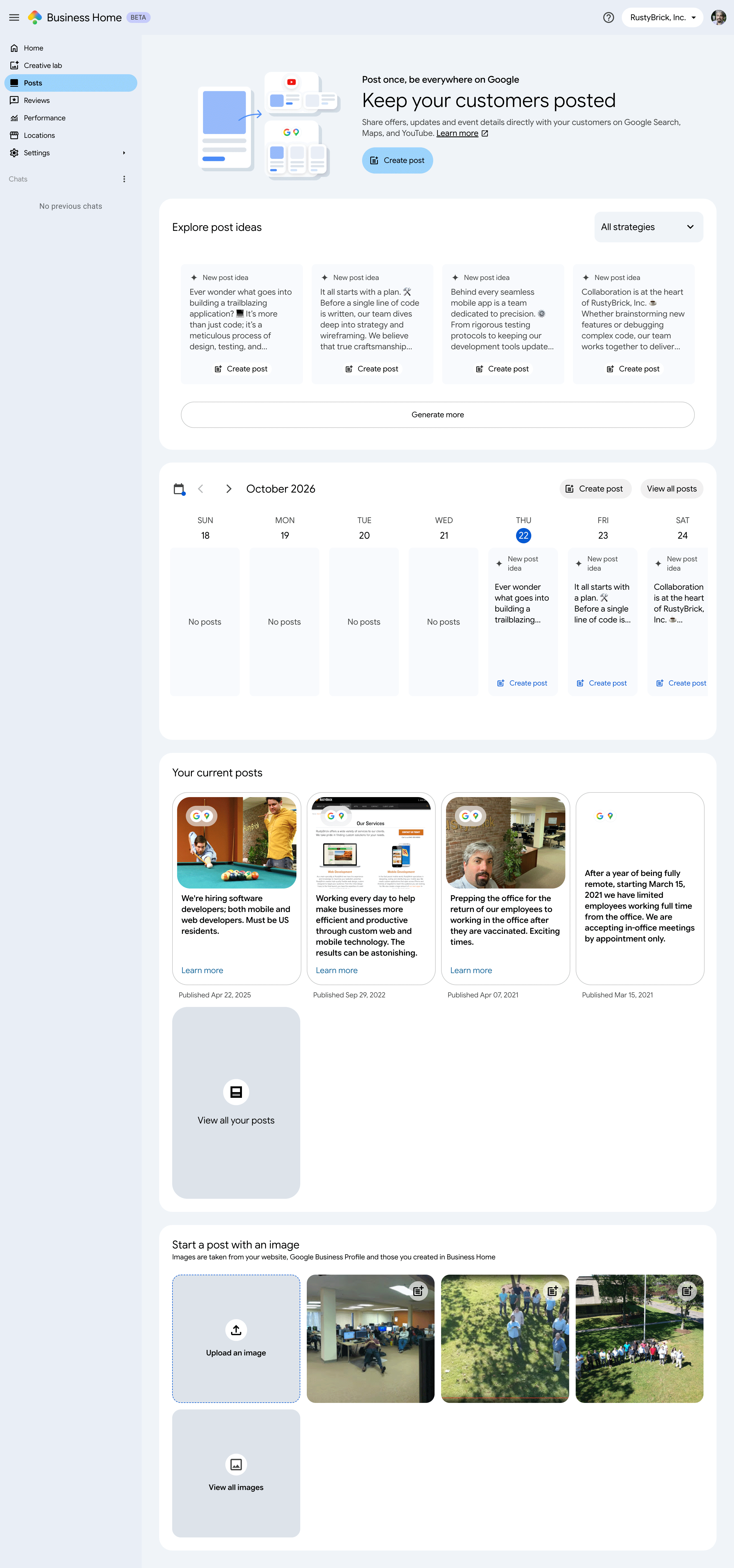 Publications sur l'accueil Google Business