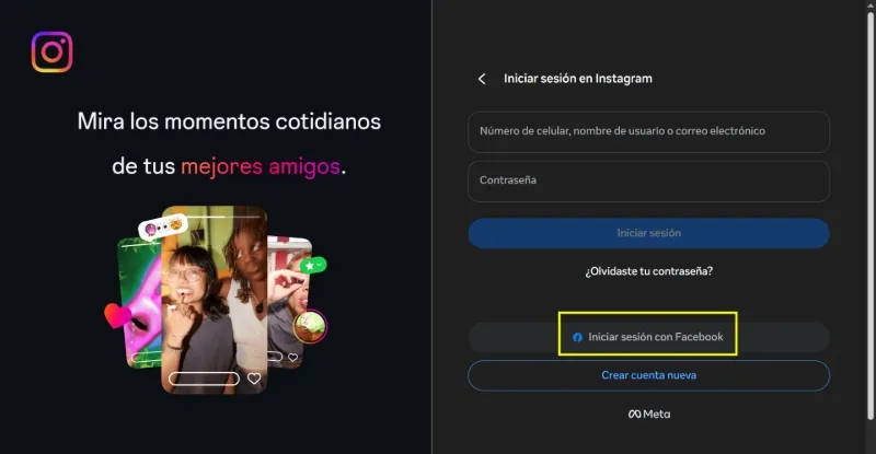 Créer un compte Instagram en utilisant le profil Facebook