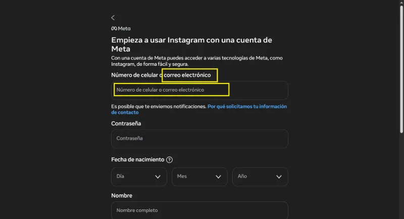Créer un compte Instagram par e-mail
