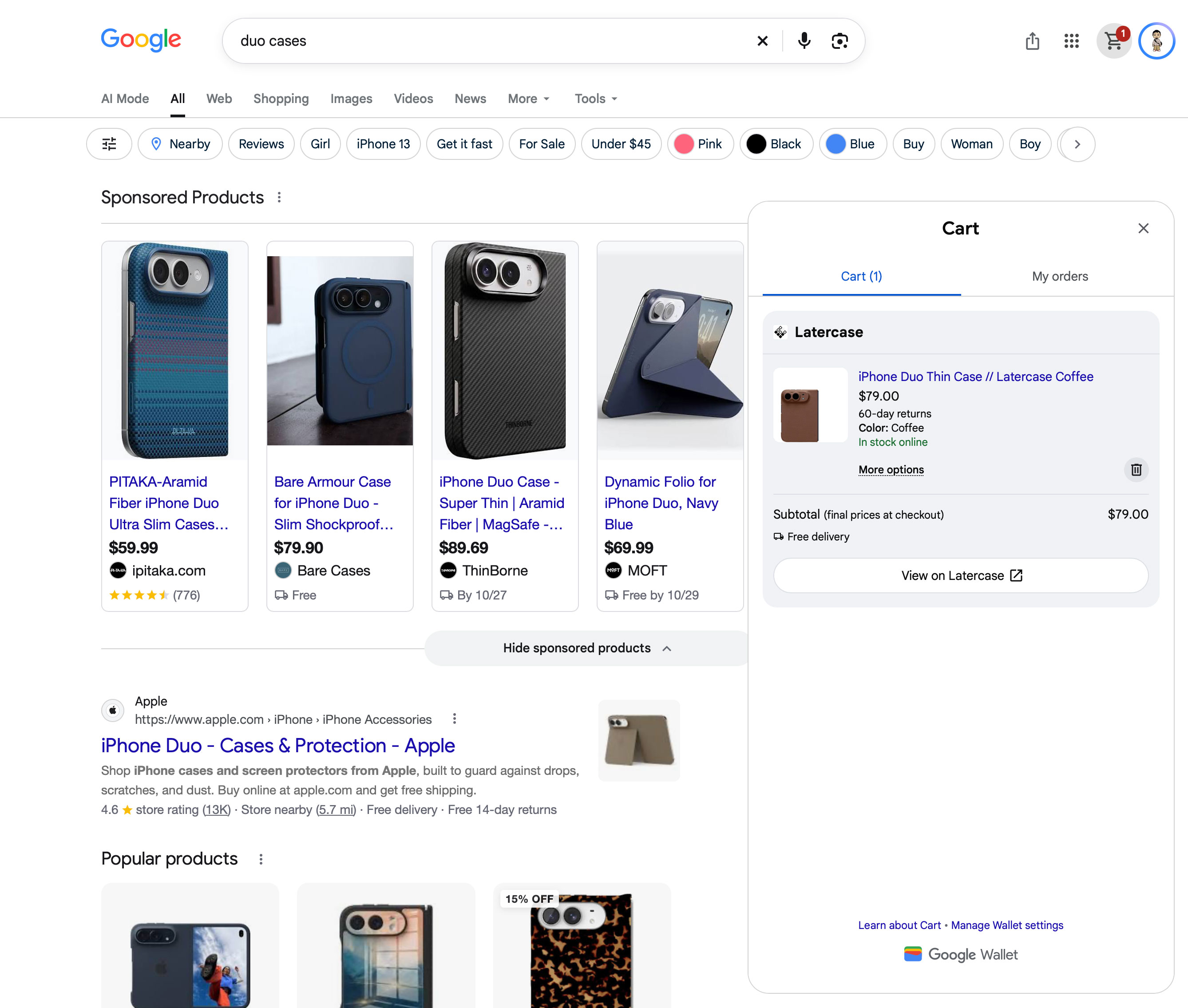 Panier universel Google