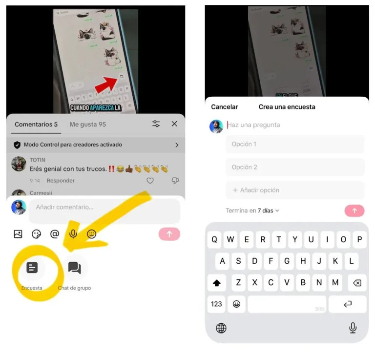 sondage commentaires tiktok