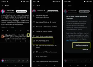 Comment masquer les réponses dans X depuis l'application