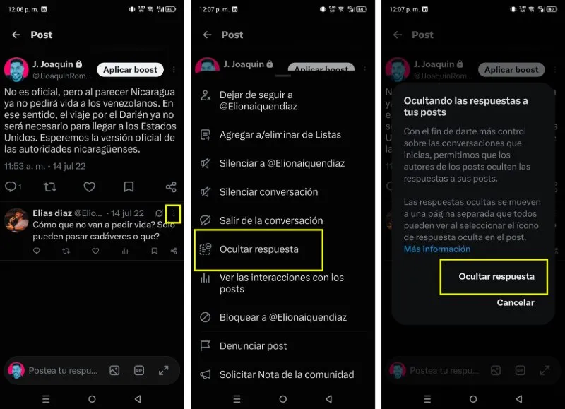 Comment masquer les réponses dans X depuis l'application