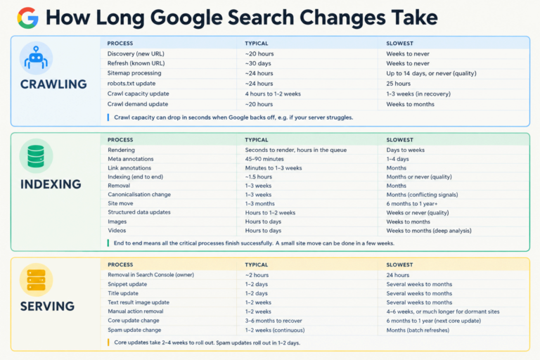 Google Search Change Timelines