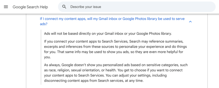 Google Ads Personal Intelligence Help Doc