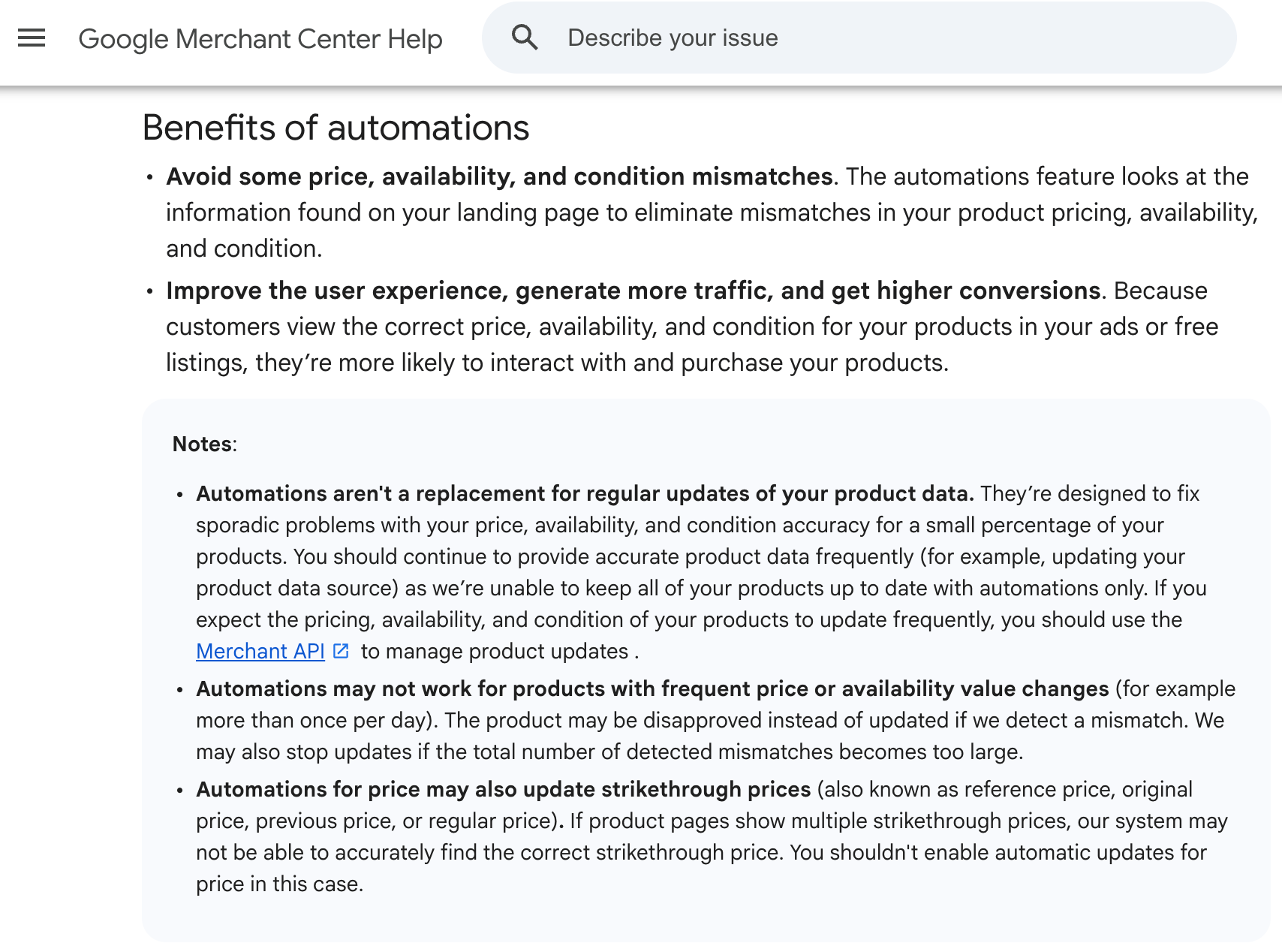 Refus automatique de Google Merchant Center